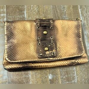 Donald Pilner Faux Snake Textured Clutch